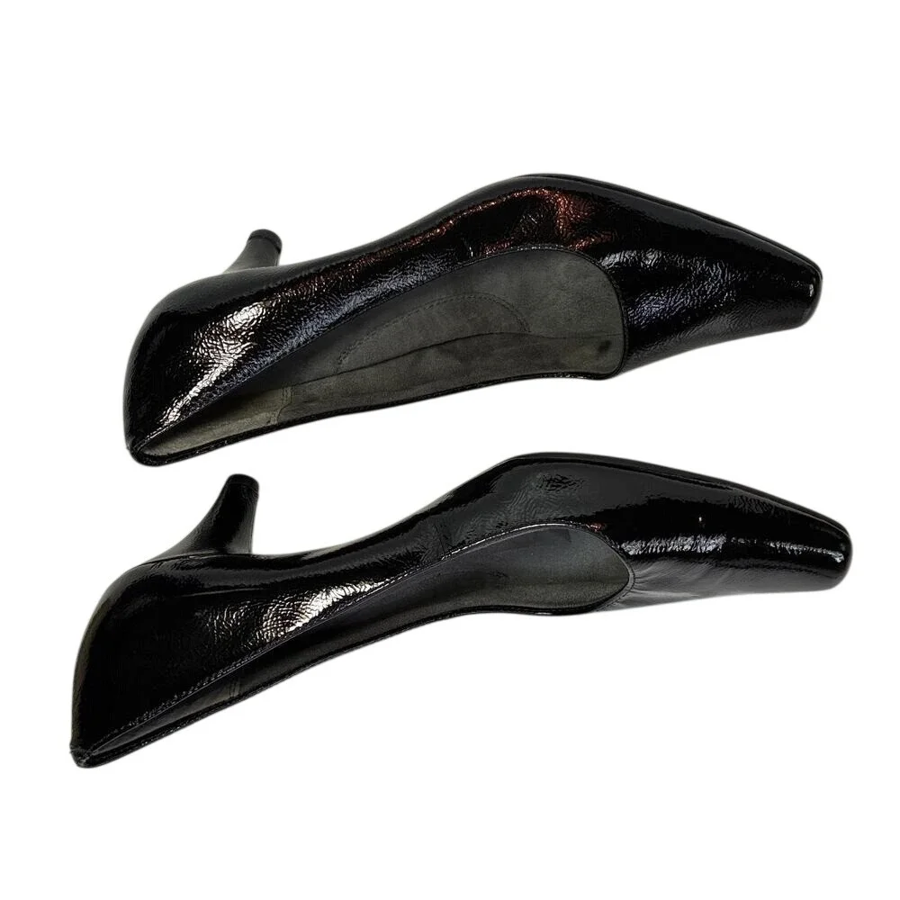 Aerosoles Pumps Sz 11 Black Patent‎ Leather Heels square toe comfort chic